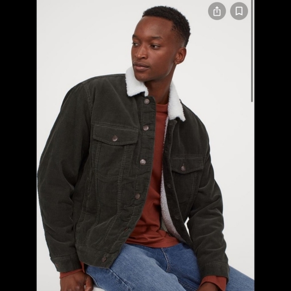 H&M Corduroy & Faux Sherpa Trucker Jacket Medium - Picture 1 of 15